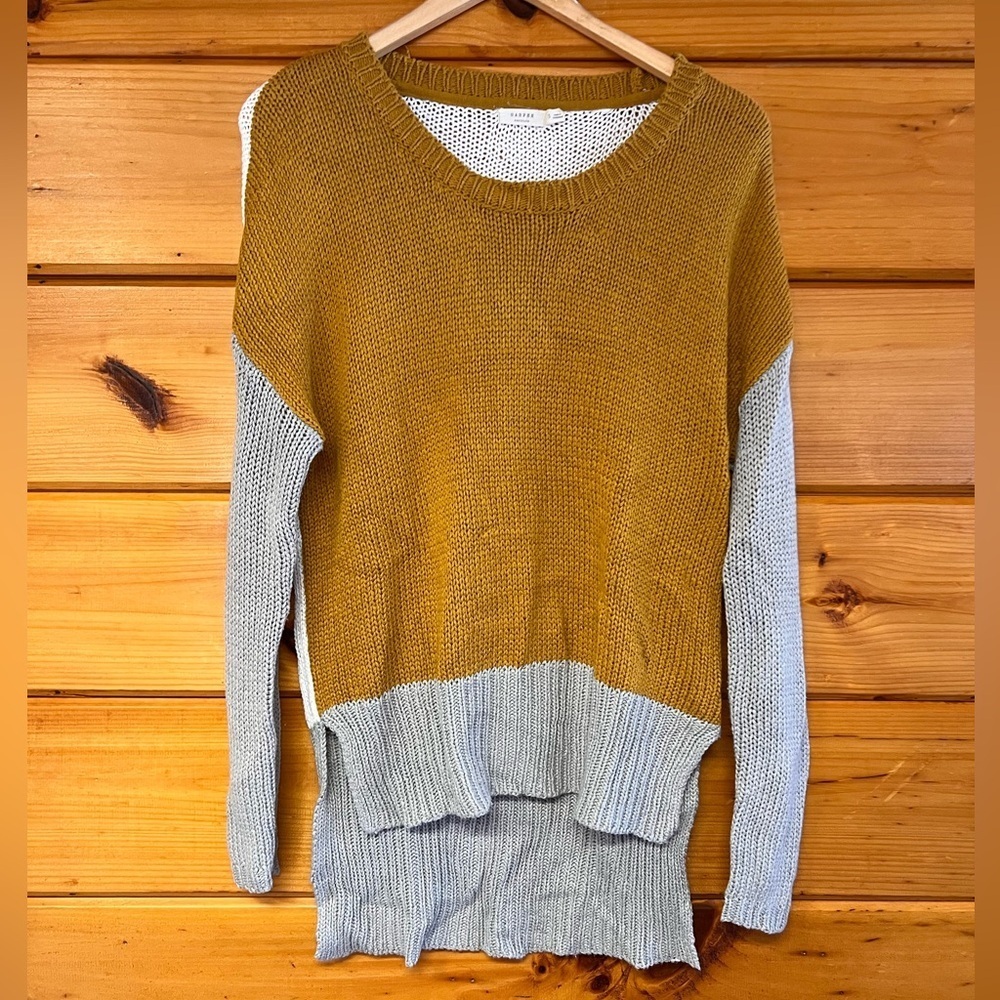 Harper Heritage Women Small Hi Low Color block Long Sleeve Pullover Sweater